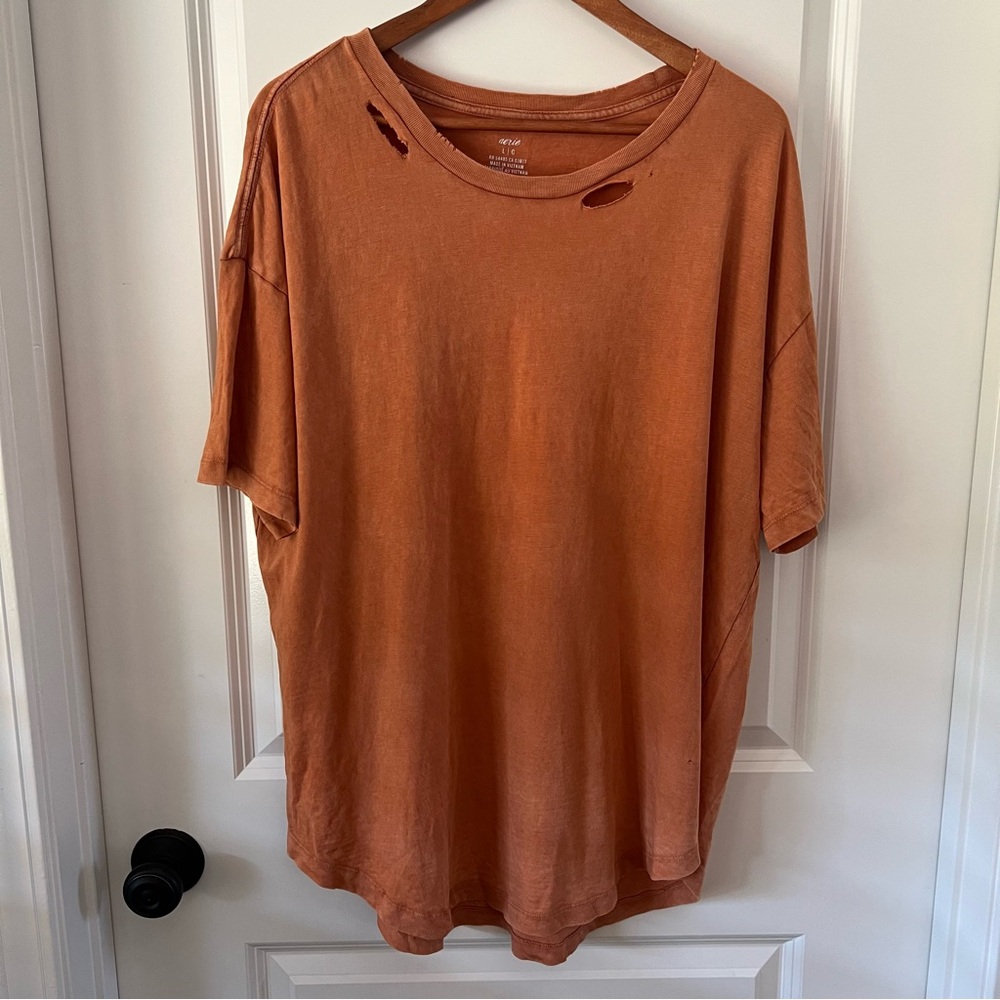 Aerie Burnt Orange Distressed Tee